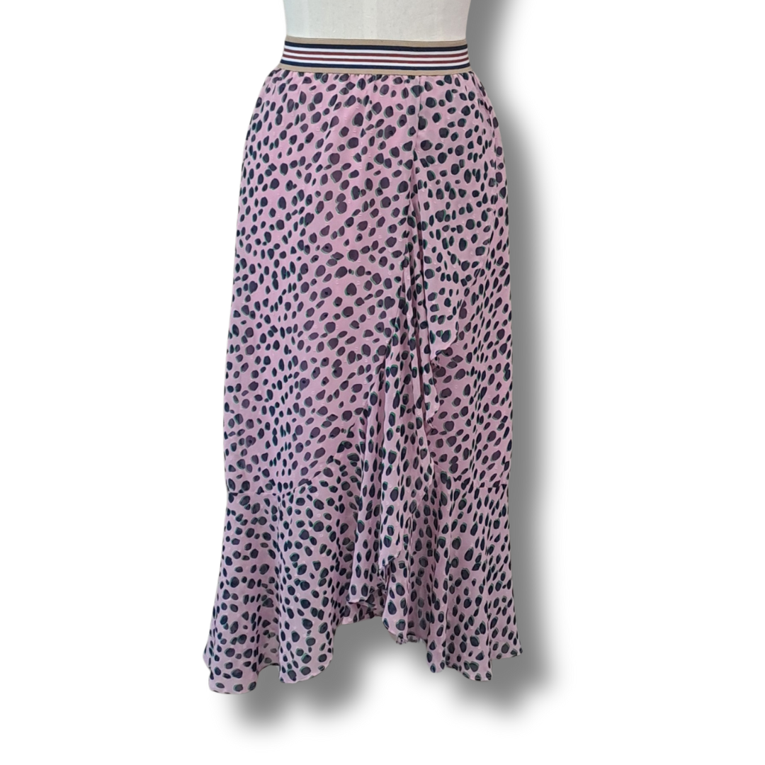 Augustine - Pink Leopard Frill Skirt - Front View