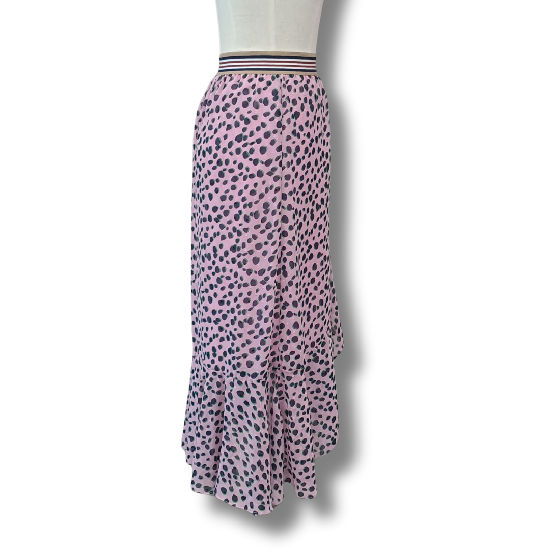 Augustine - Pink Leopard Frill Skirt - Side View