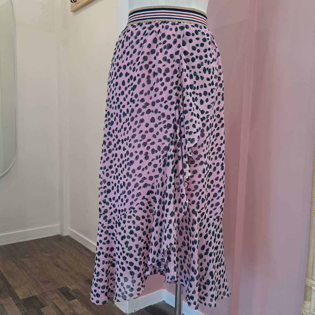 Augustine - Pink Leopard Frill Skirt - Size S