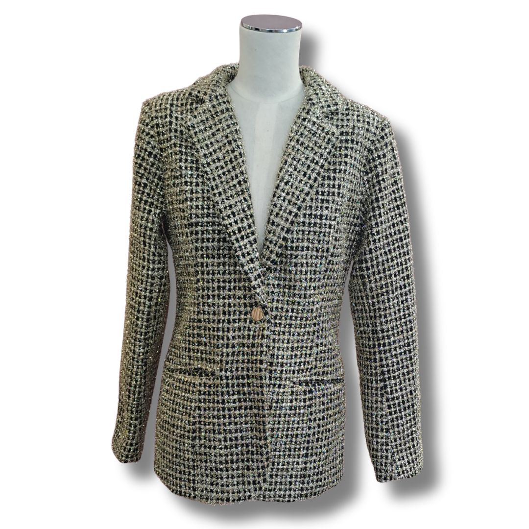 Augustine - Woven Gold Blazer - Front View