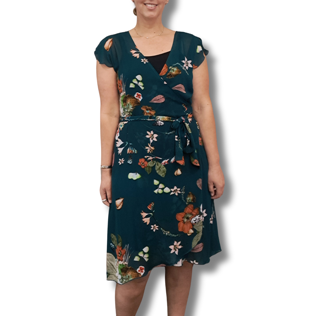 Bettie Monroe - Champagne Wrap Dress - Size M - Front
