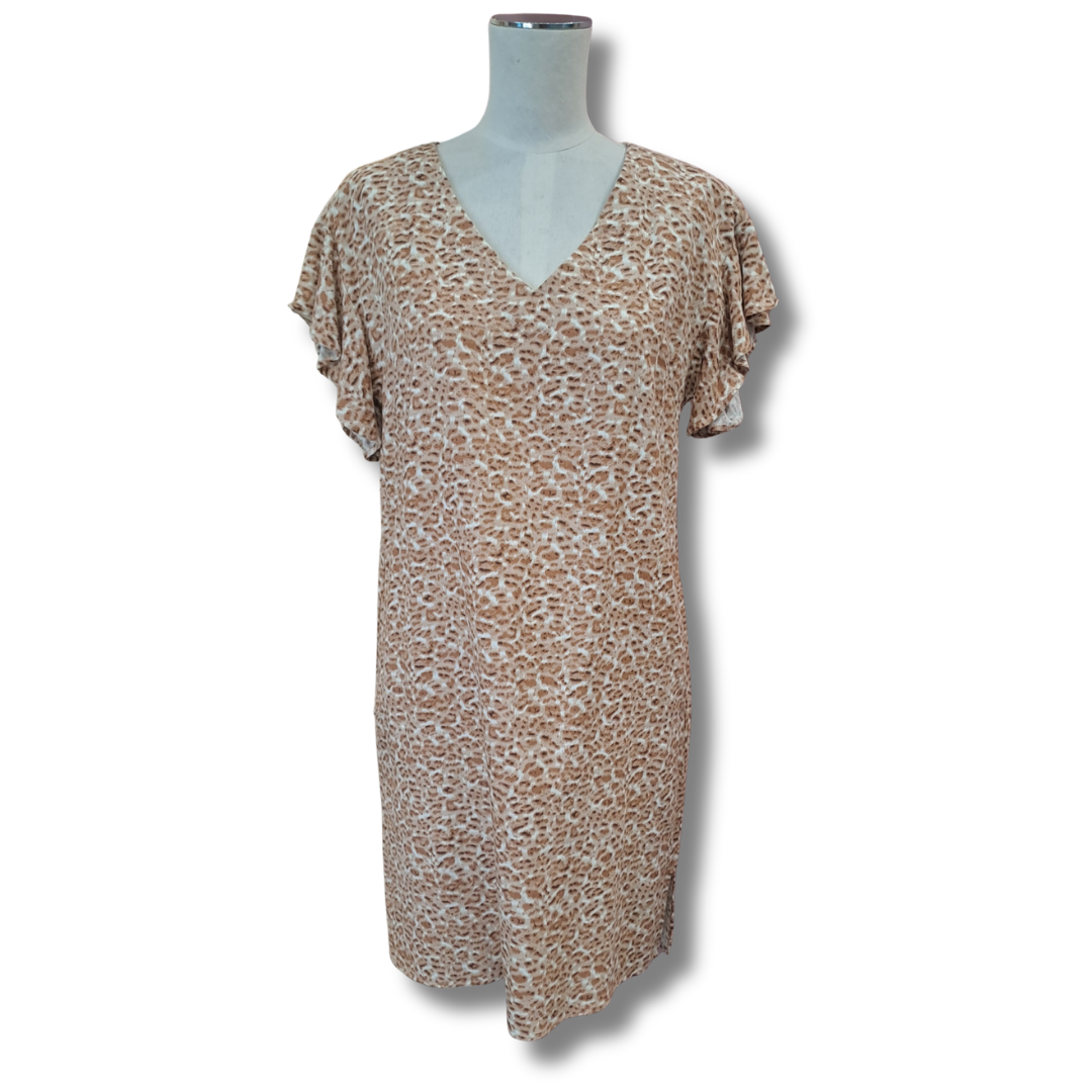 Betty Basics - Linen / Viscose Leopard Print Dress - Front View