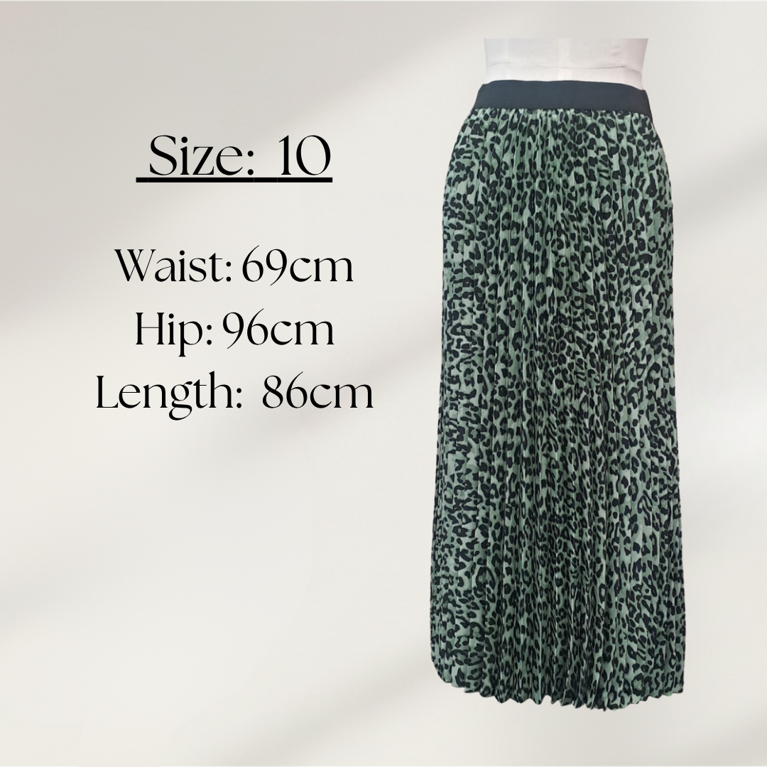 Billie The Label - Leopard Pleat Skirt - Size 10 - Size Chart