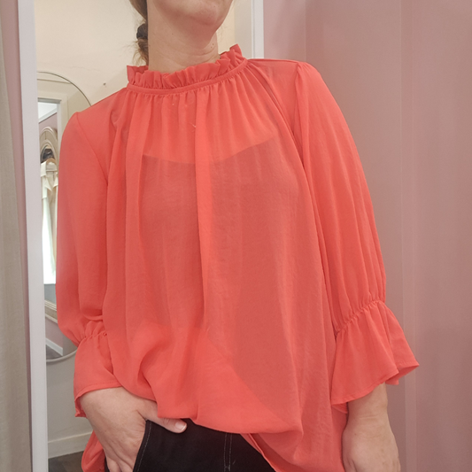 Blank Space - Sheer High Neck Top - Size XL