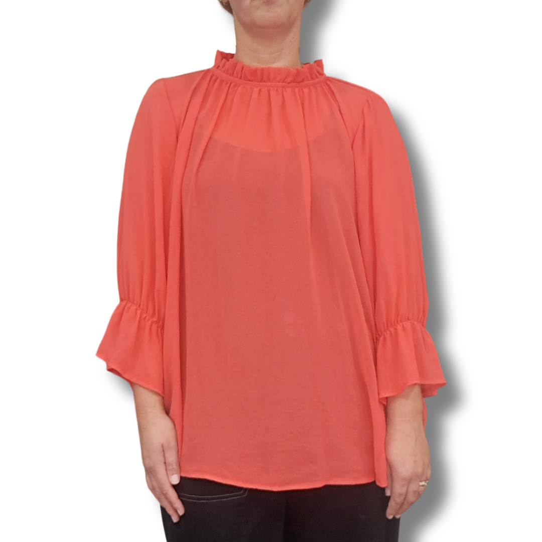 Blank Space - Sheer High Neck Top - Size XL - Front