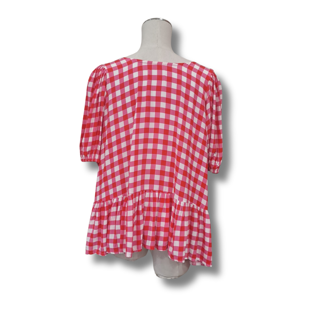 Briarwood - Pink / Red Check Top - Size M - Back
