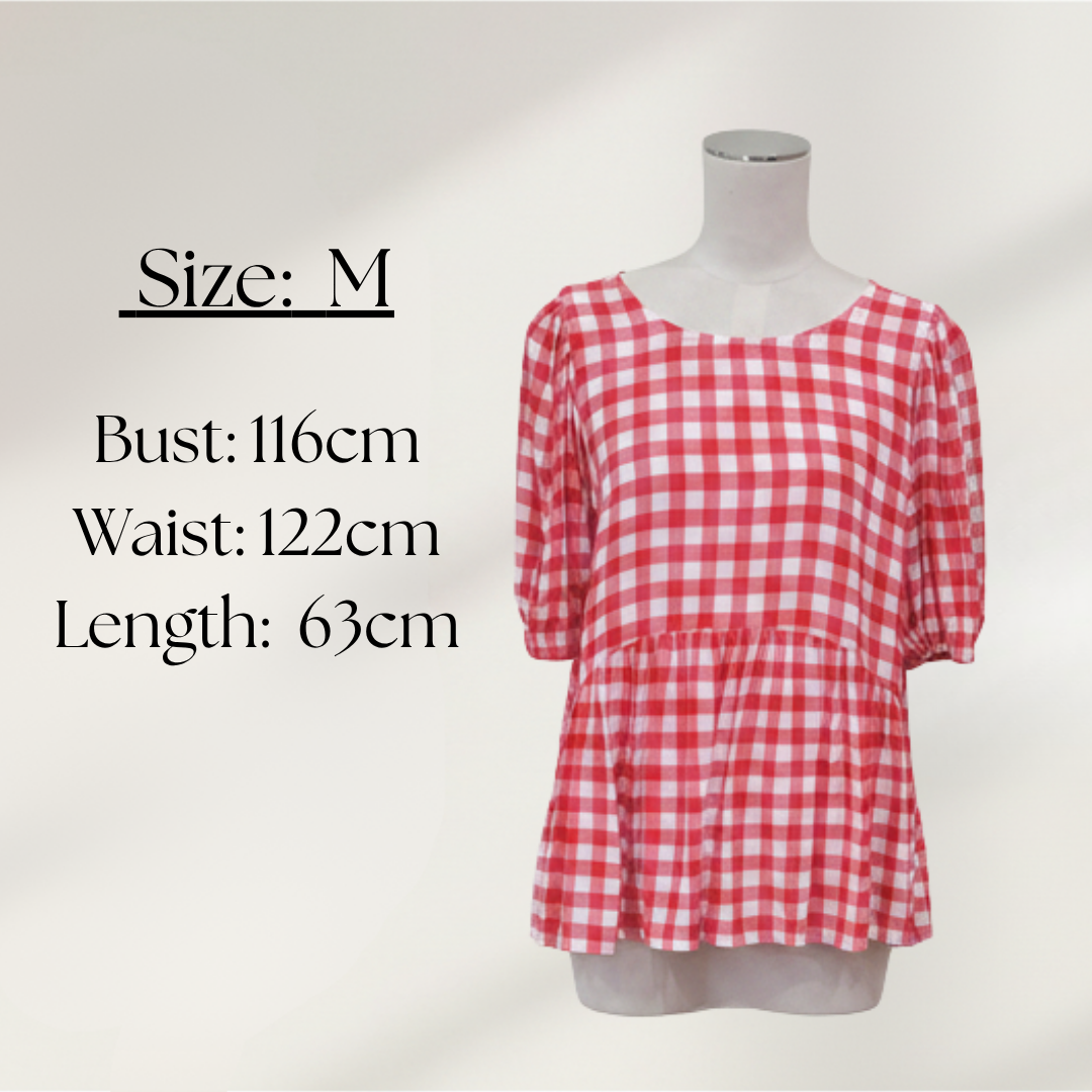 Briarwood - Pink / Red Check Top - Size M - Size Chart
