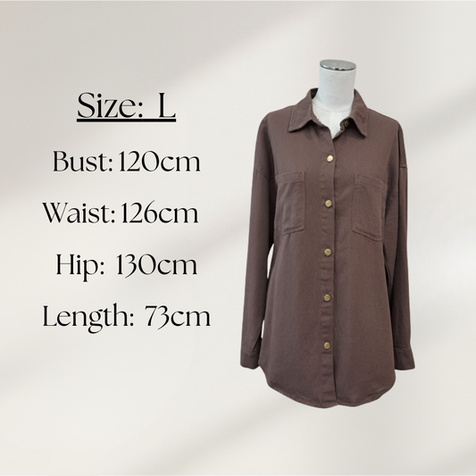 By Frankie - Truffle Denim Shacket - Size Chart