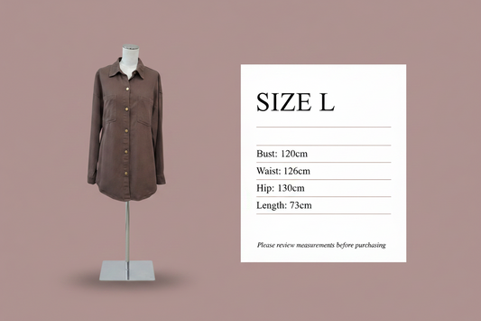 By Frankie - Truffle Denim Shacket - Size L - SIze Chart
