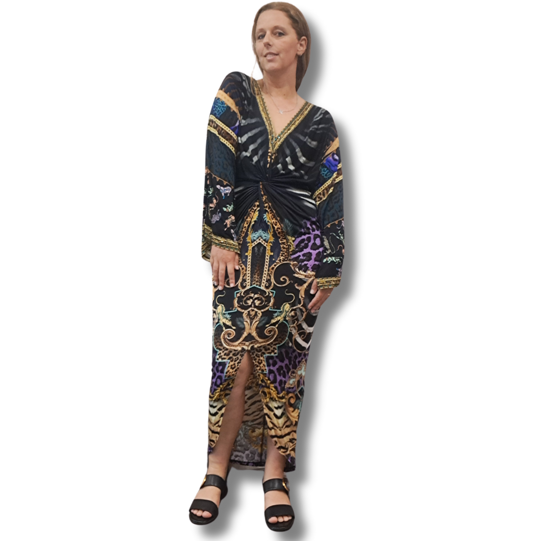 Camilla - She's Got Grace Long Split Twist Front Dress - Front View
