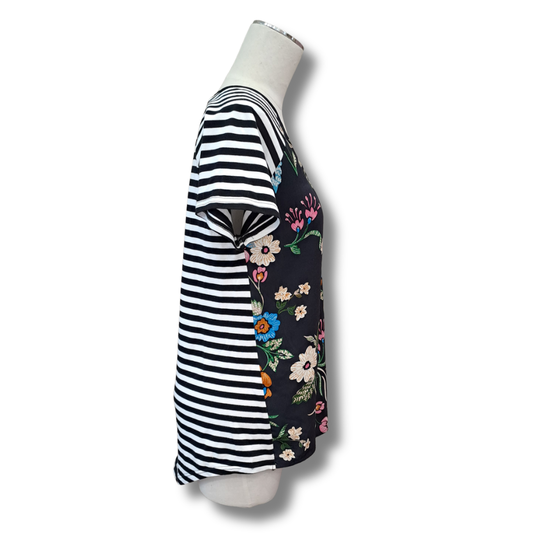 Charlo - Floral & Stripe Tee - Side View