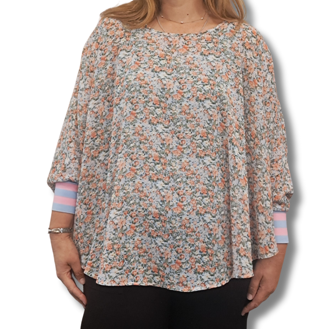 Charlo - Sheer Floral Top - One Size - Front