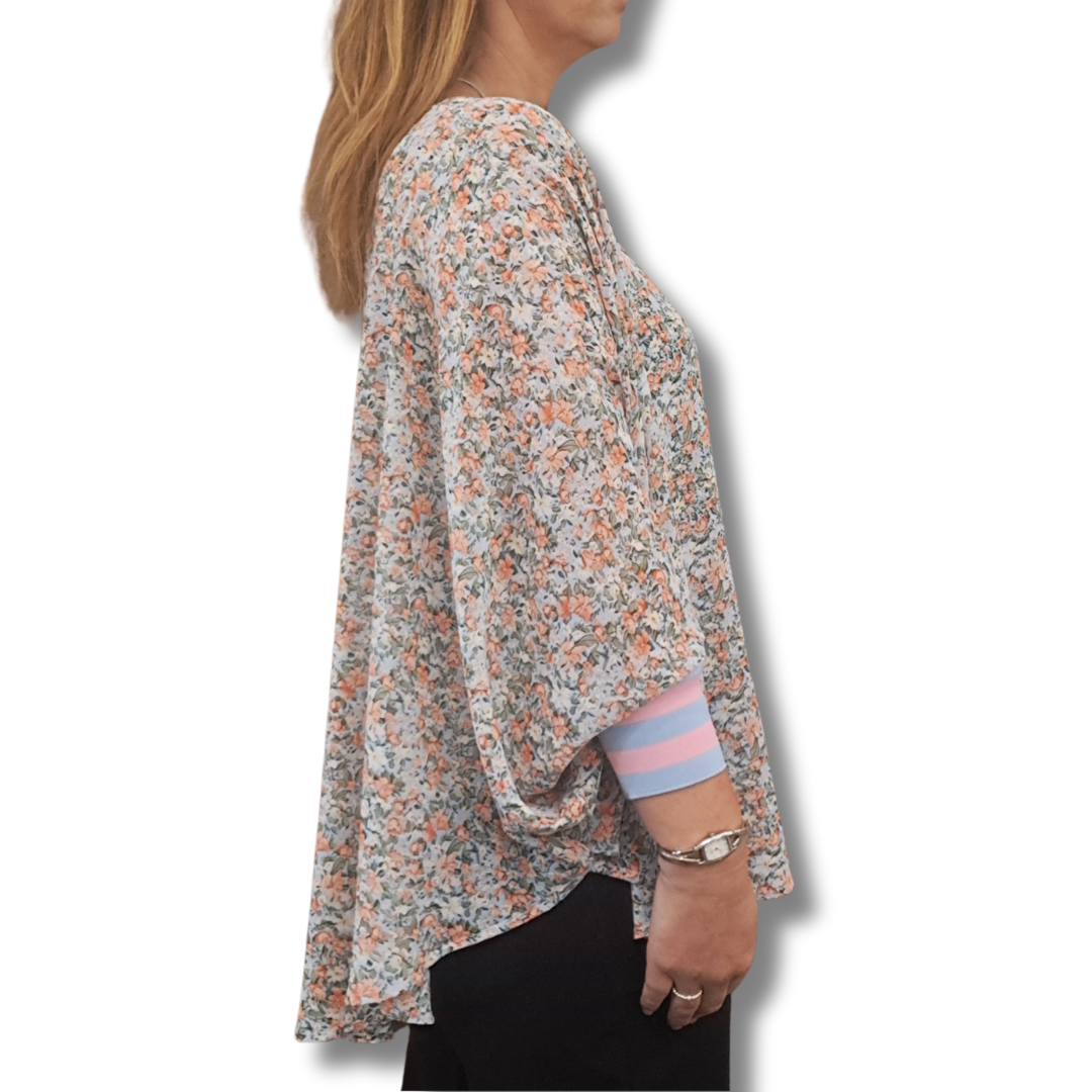 Charlo - Sheer Floral Top - One Size - Side
