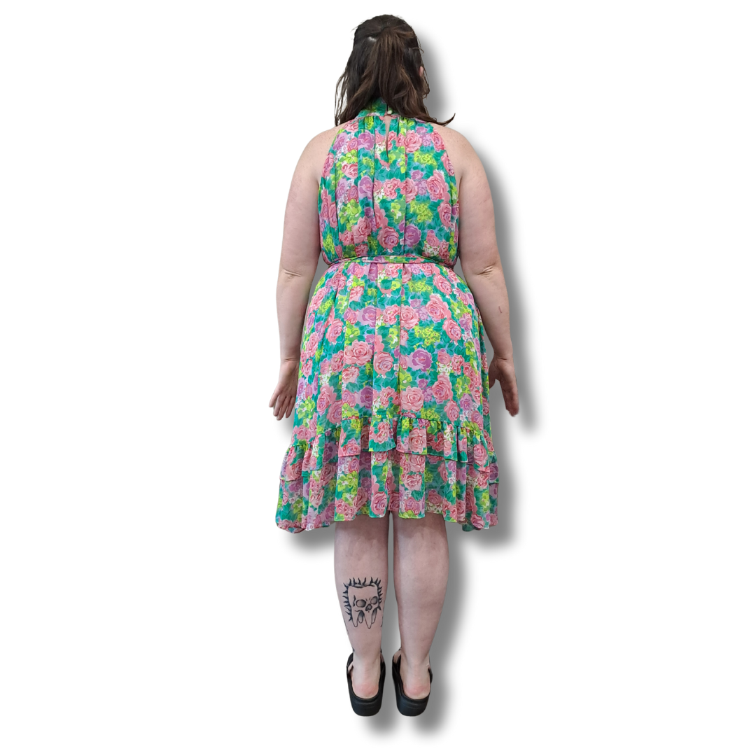 Charlo - Tiered Floral Dress - Back View