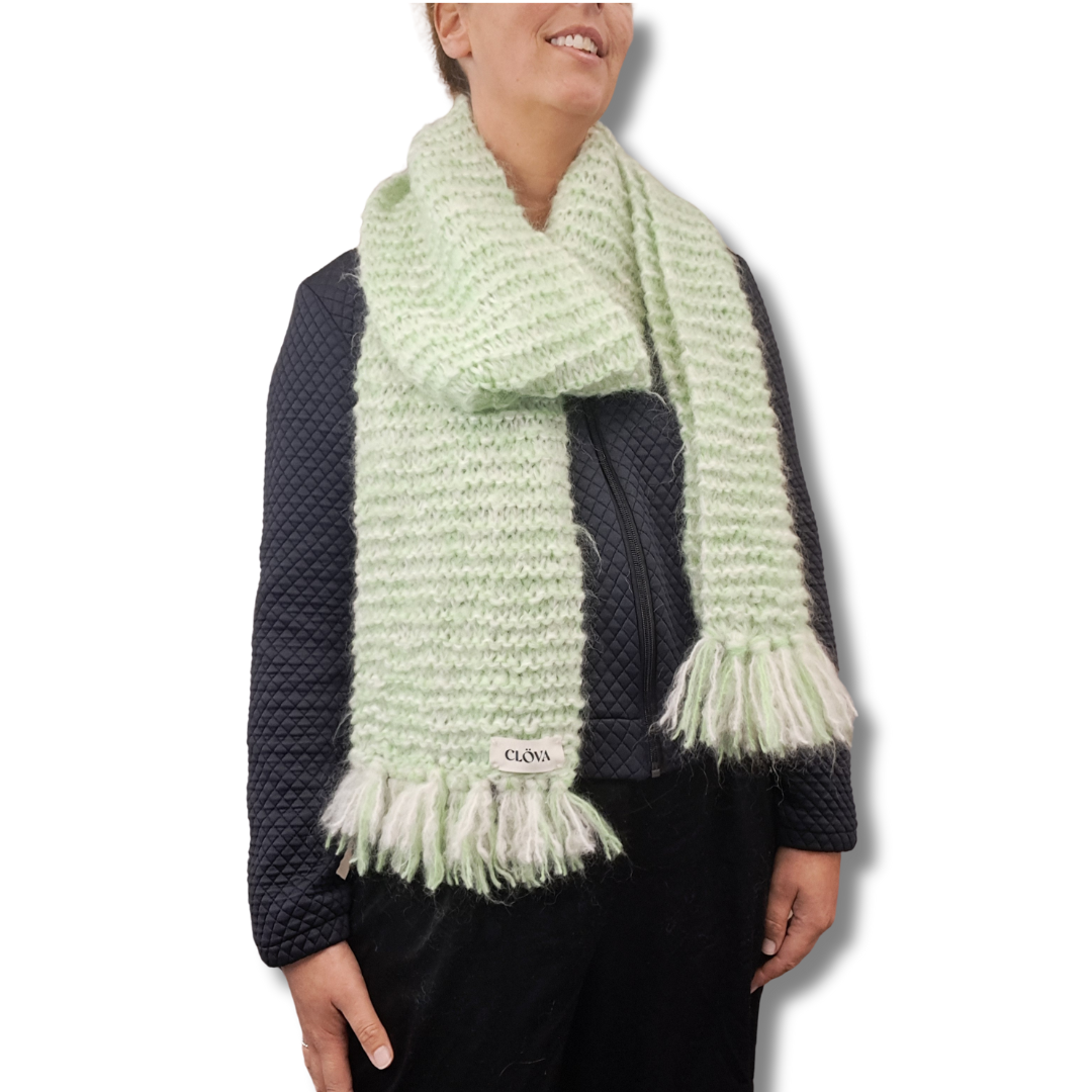 Clova - Handknit NZ Mohair Scarf - Front View