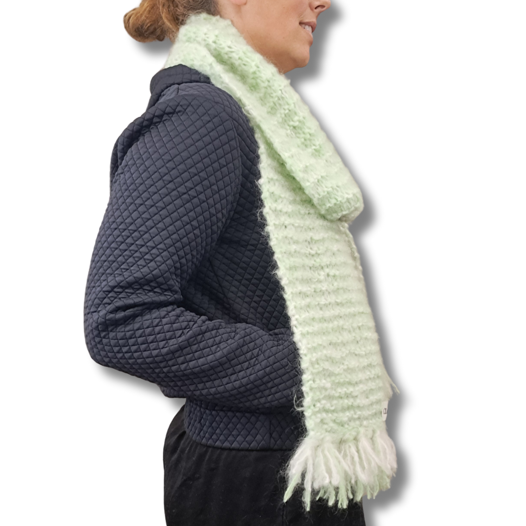 Clova - Handknit NZ Mohair Scarf - Side View