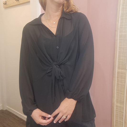 Coco & Belle - Sheer Tie Top - Size L