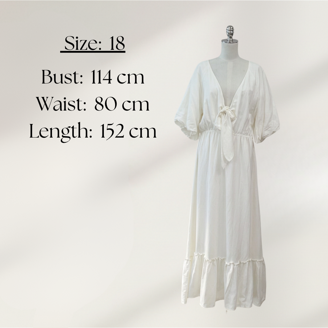 Dani Marie - Tara Tie Front Dress, White - Size 18 - BNWT