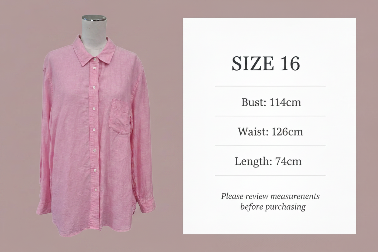 Country Road - Organic French Linen Shirt - Size 16 - Size Chart