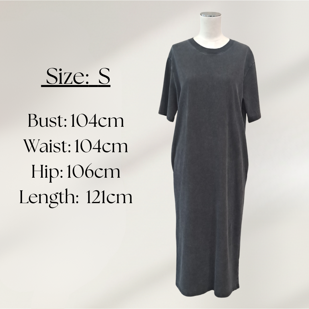 D-Luxe Basics - Maxi Tee Dress - Size S - Size Chart