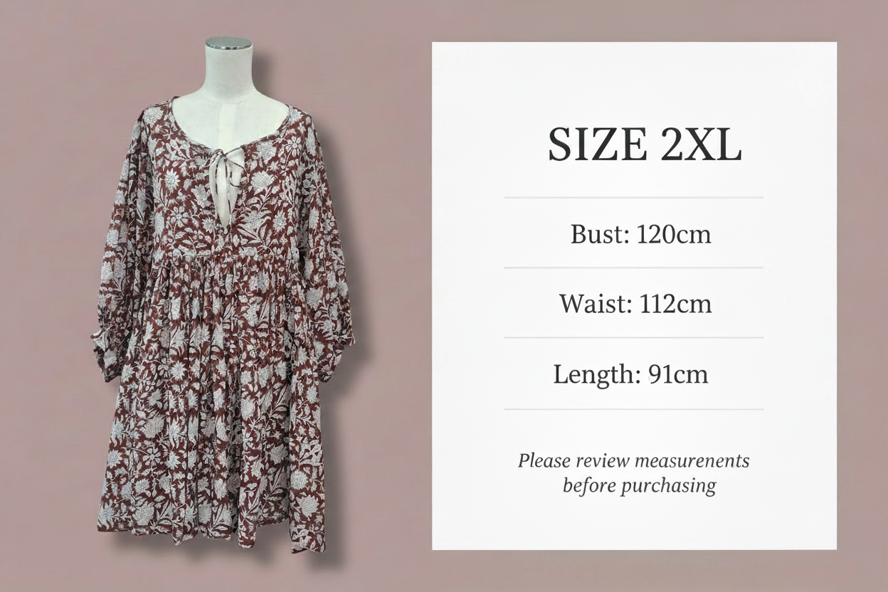 Daughters Of India - Kyra Mini Dress - Size 2XL - Size Chart
