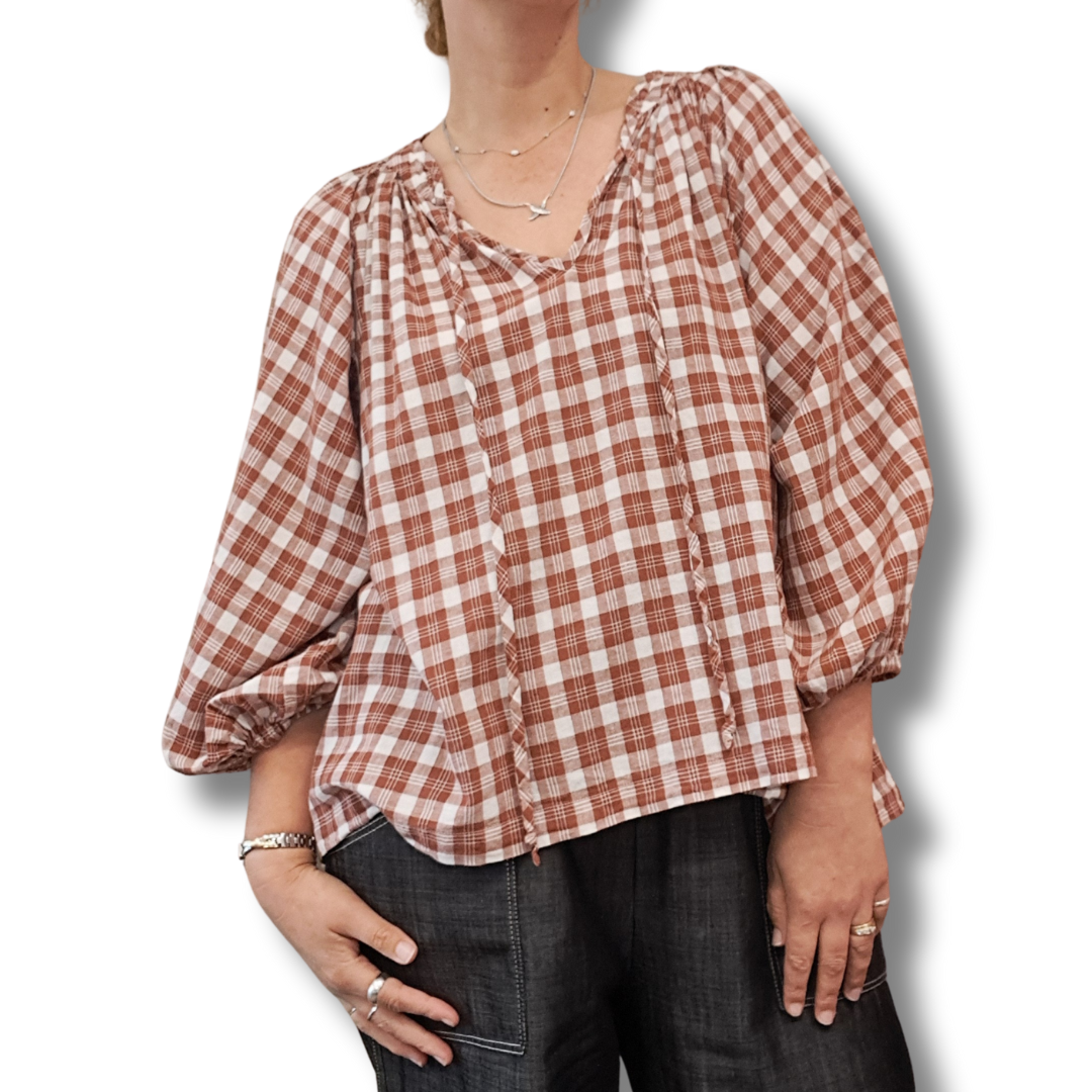 Daughters Of India - Poet Blouse - Size L - Front