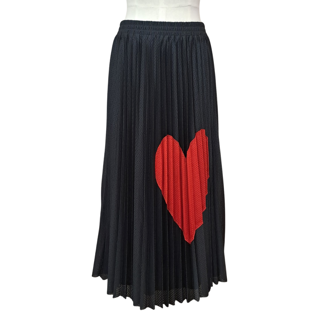 David Pond - Heart Print Pleat Skirt - Front View