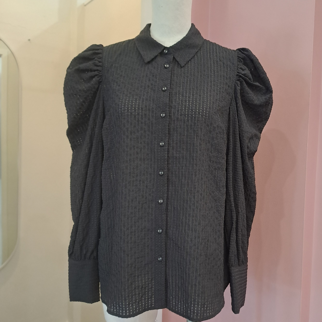 Decjuba - Black Puff Sleeve Shirt - Size 10