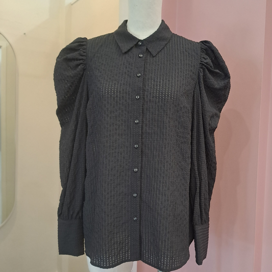 Decjuba - Black Puff Sleeve Shirt - Size 10