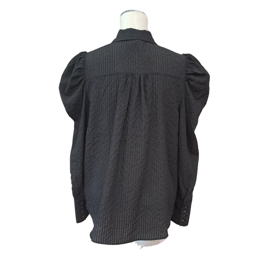 Decjuba - Black Puff Sleeve Shirt - Size 10 - Back