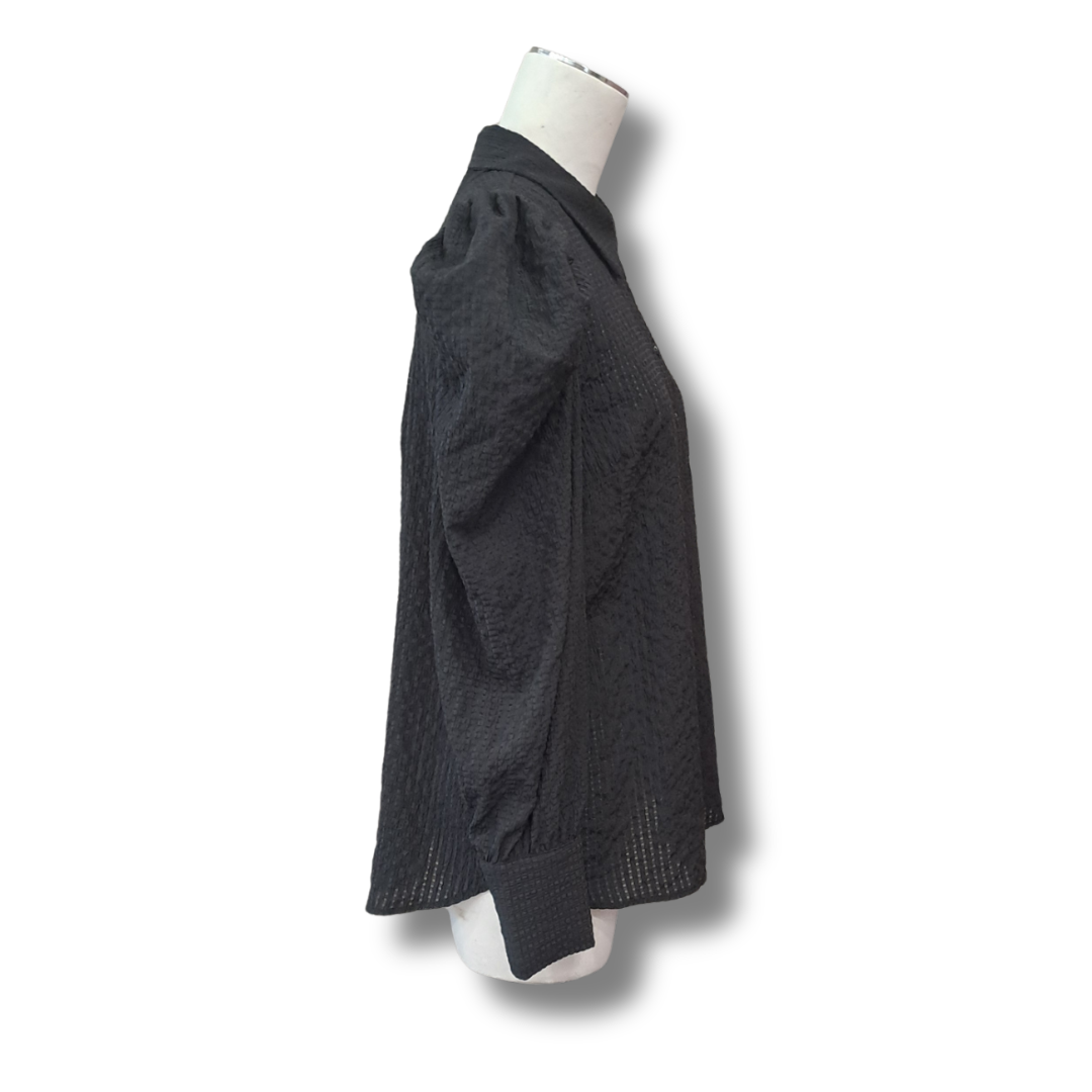 Decjuba - Black Puff Sleeve Shirt - Size 10 - Side