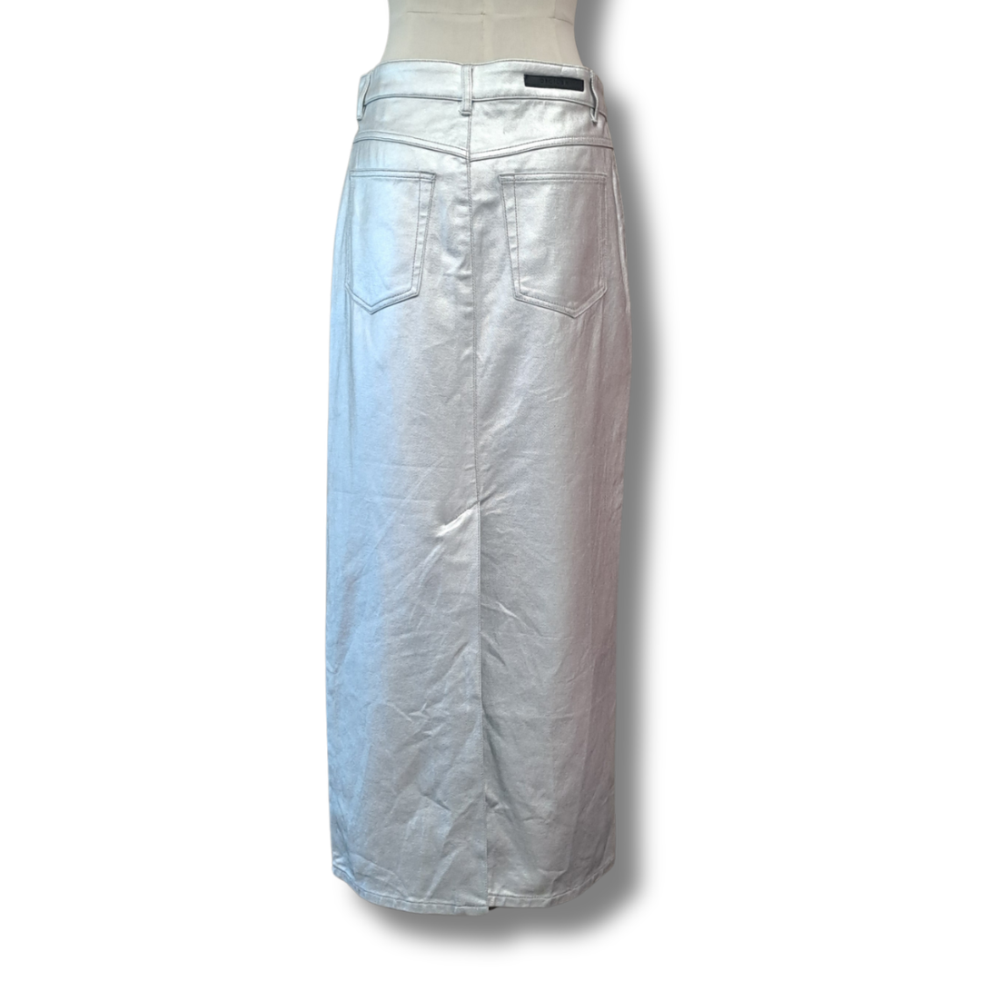 Decjuba - Daphne Metallic Denim Skirt - Size 10 - Back