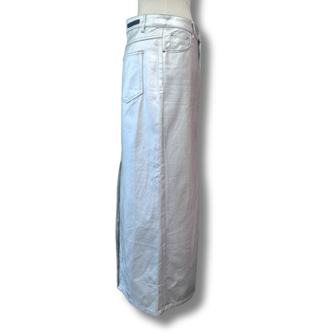 Decjuba - Daphne Metallic Denim Skirt - Size 10 - Side