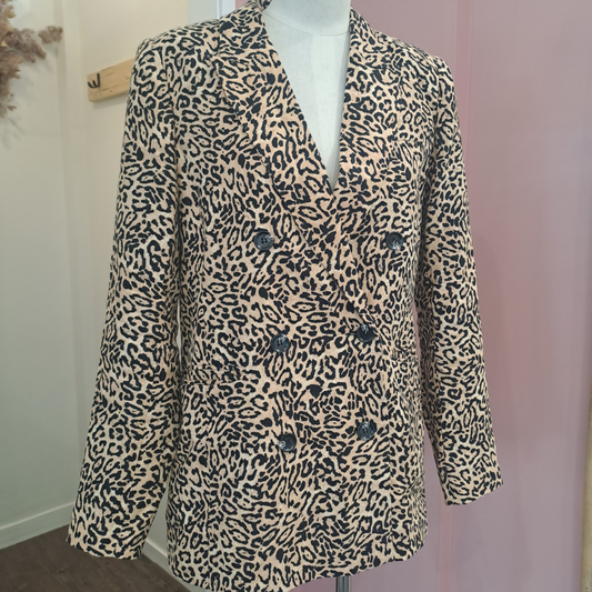 Decjuba - Leopard Linen Blazer - Size XS
