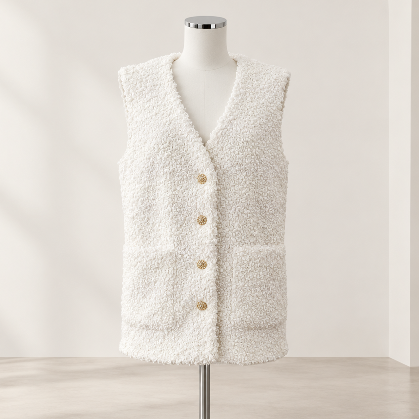 Decjuba - Shelby Faux Sherpa Vest - Size 12