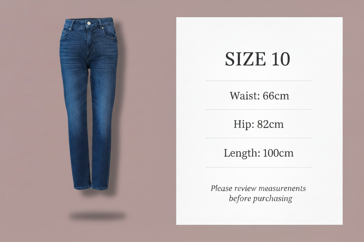 Decjuba - Skinny High Rise Jeans - Size 10 - Size Chart
