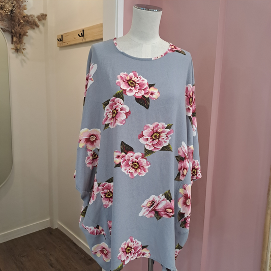 Deeanne Hobbs - Grey Floral Tunic - Size S - BNWT