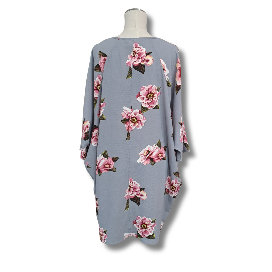 Deeanne Hobbs - Grey Floral Tunic - Size S - Back View