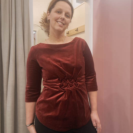 Deryn Schmidt - Red Velvet Top - Size 14