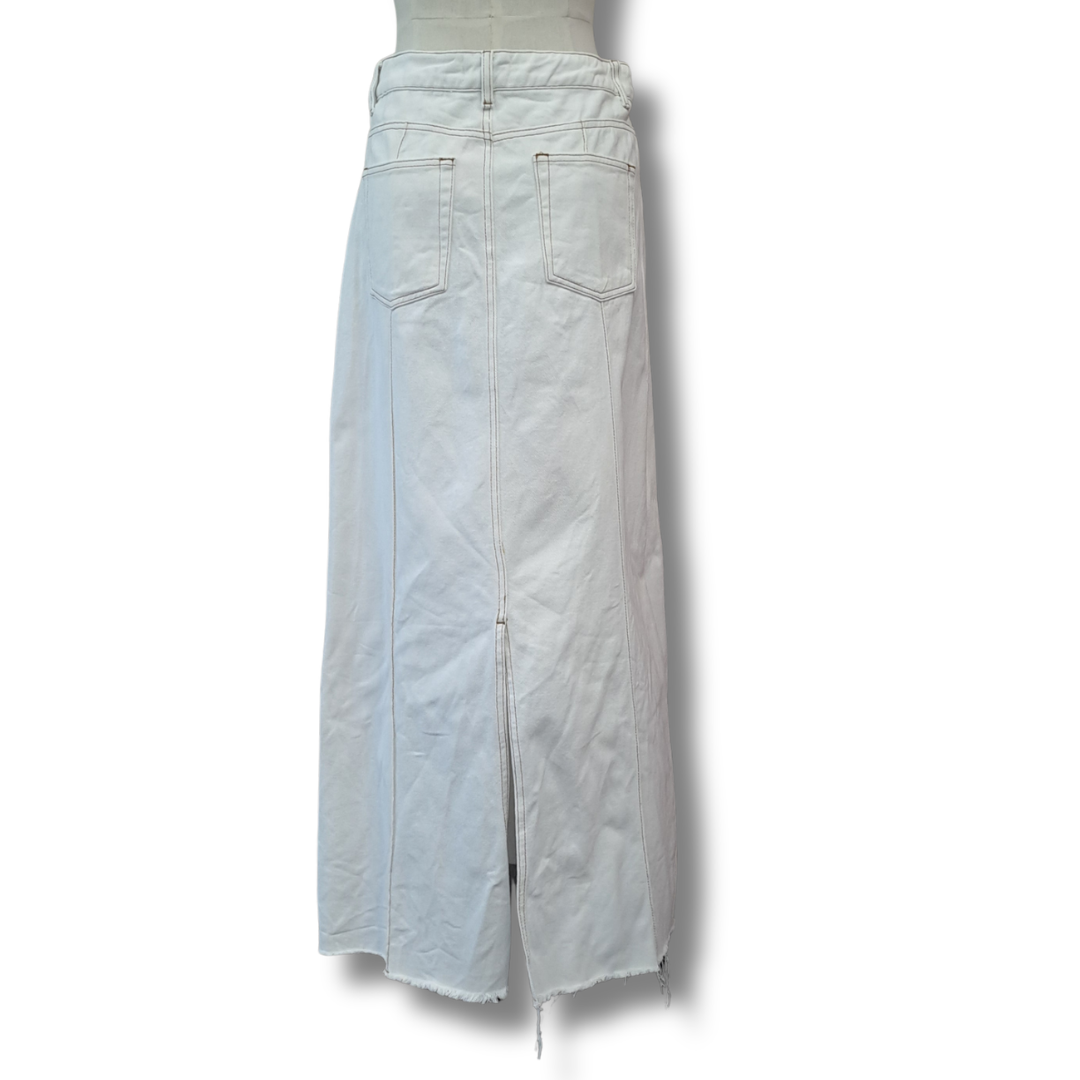 Dissh - Monroe White Denim Midi Skirt - Size 10 - Back