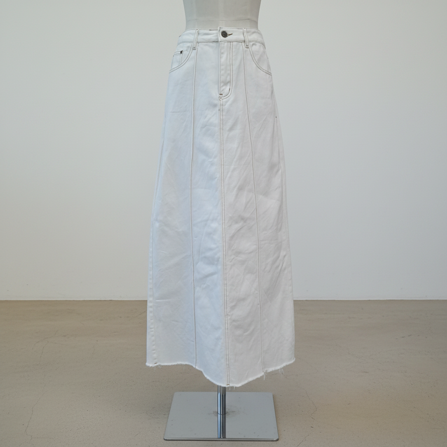 Dissh - Monroe White Denim Midi Skirt - Size 10