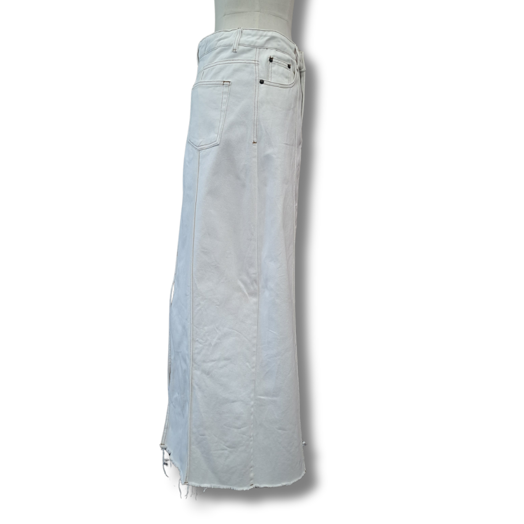 Dissh - Monroe White Denim Midi Skirt - Size 10 - Side