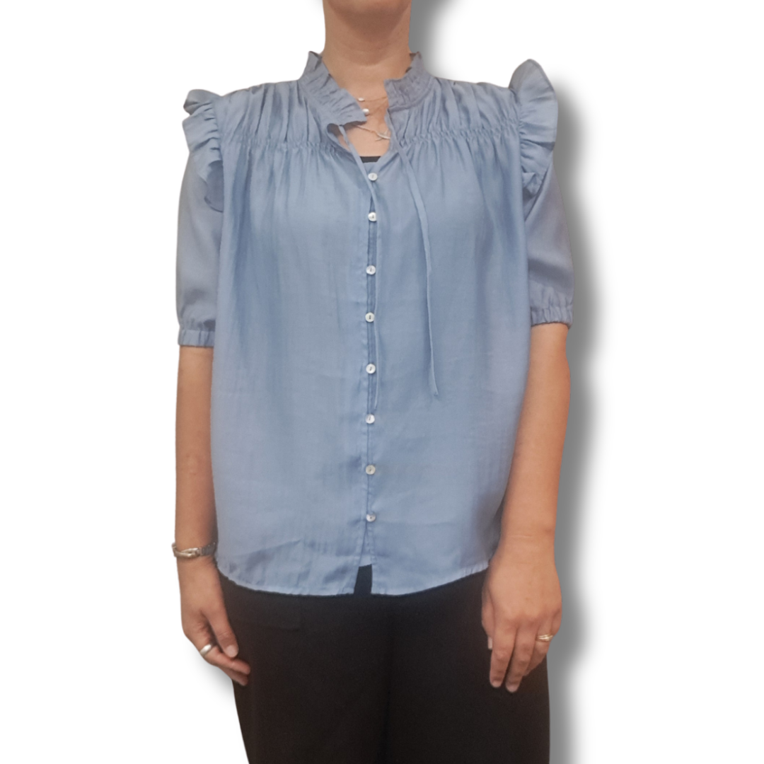 Drama The Label - Powder Blue Top - Front View