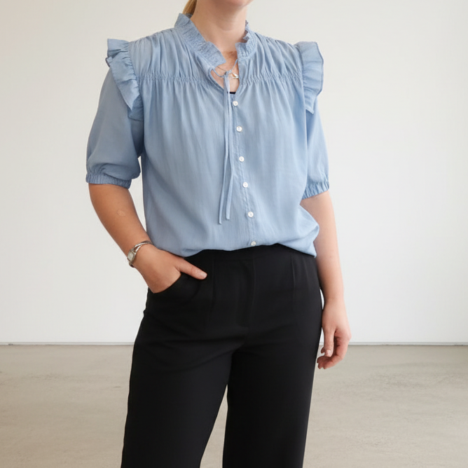 Drama The Label - Powder Blue Top - Size 12