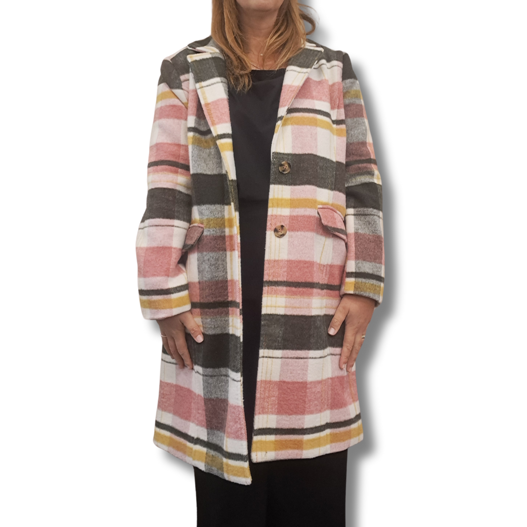 Elm - Blanche Check Coat - Size M  - Front