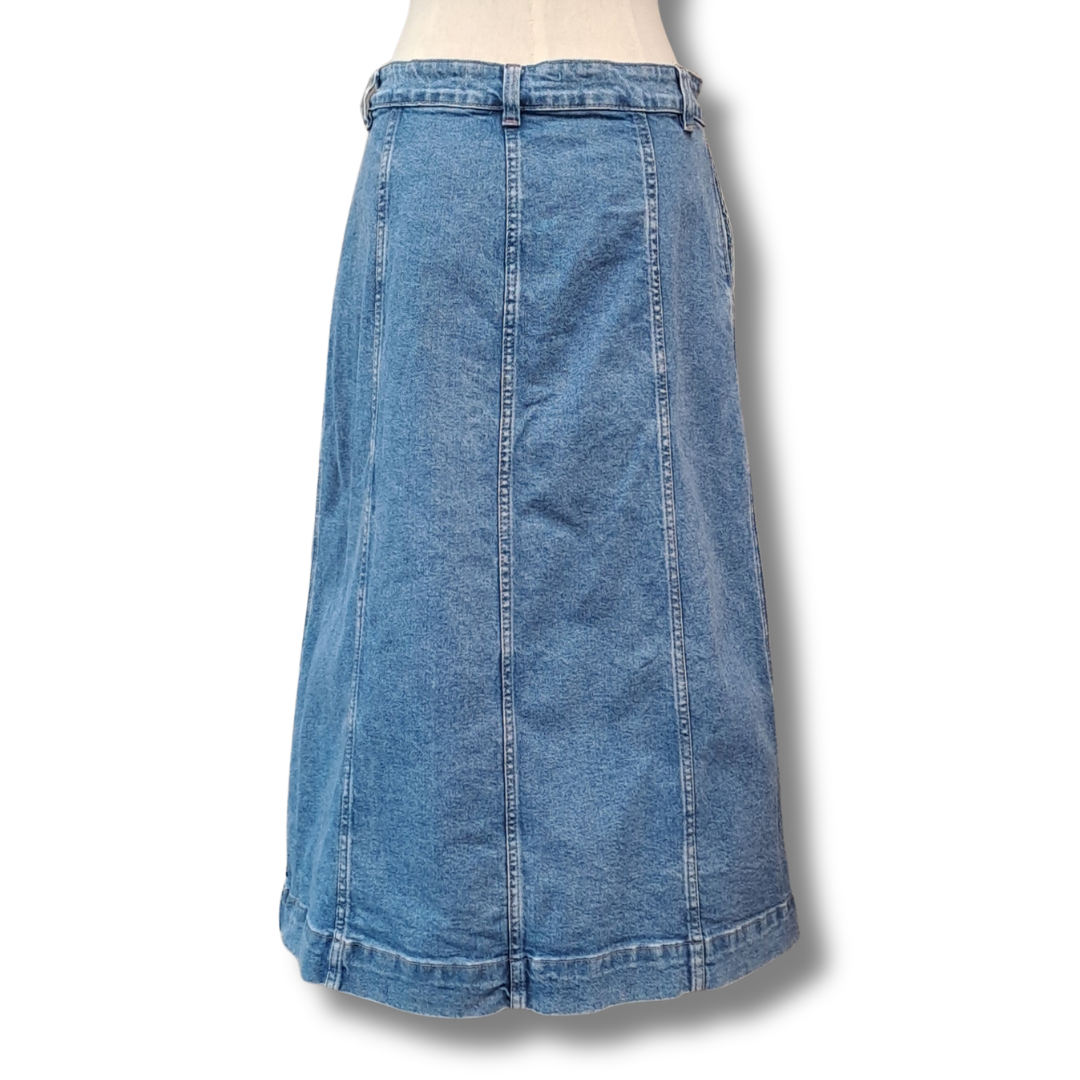 Elm - Florence Button Thru Denim Skirt - Size 12 - Back