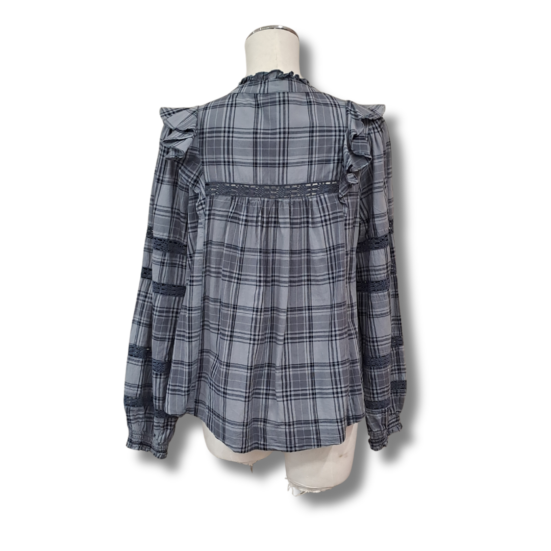 Elm - Plaid Frill Top - Size 10 - Back