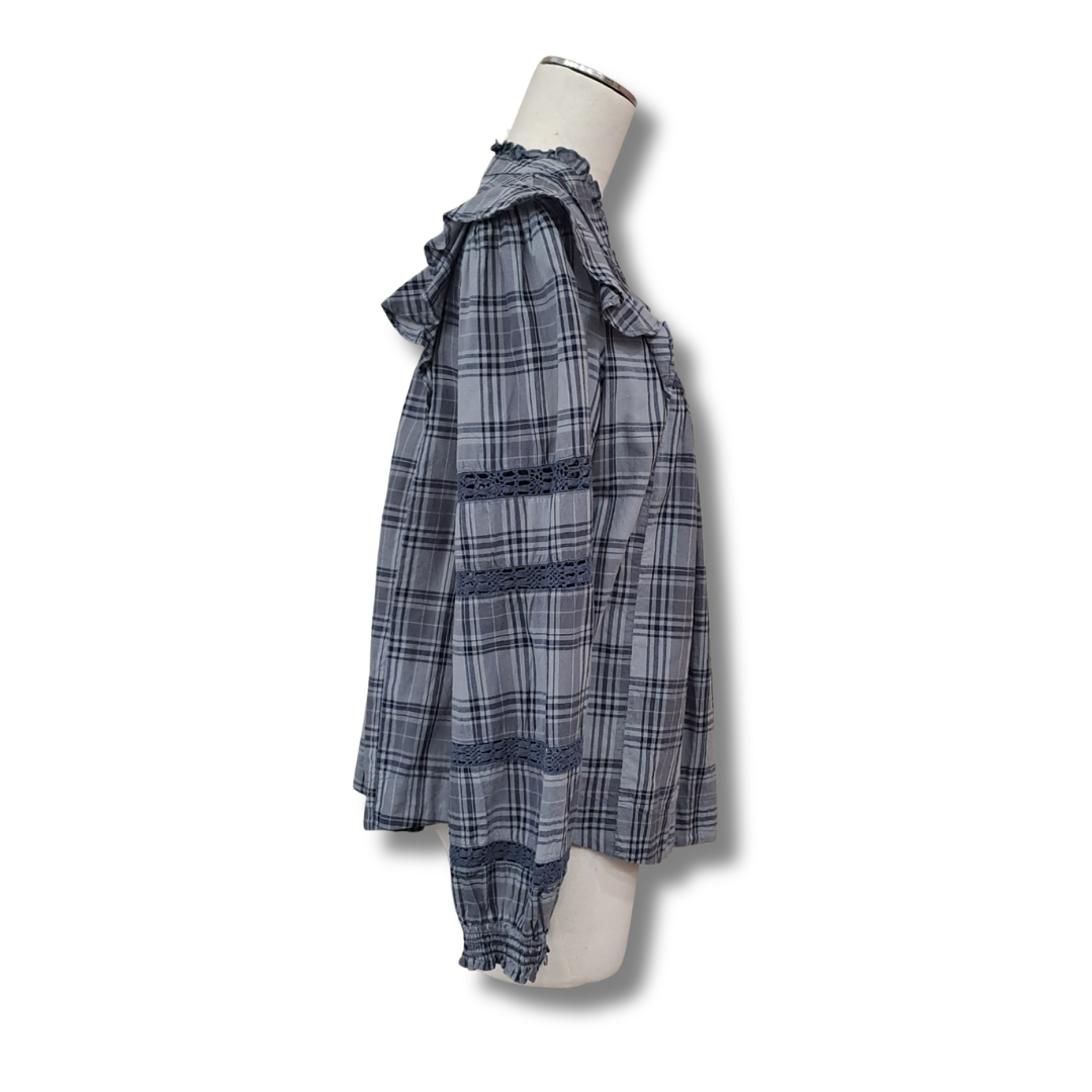 Elm - Plaid Frill Top - Size 10  -Side