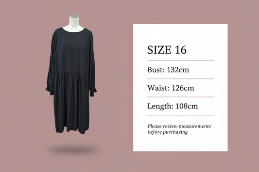 Size chart - Bust: 132cm, Waist: 126cm, Length: 108cm