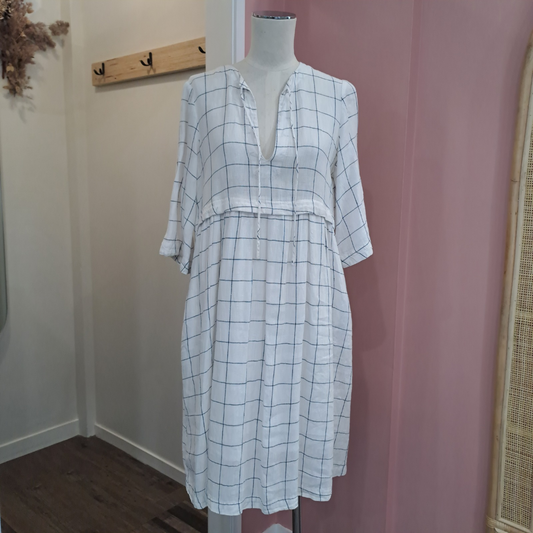 Eva's Sunday - Linen Check Pocket Dress - Size S